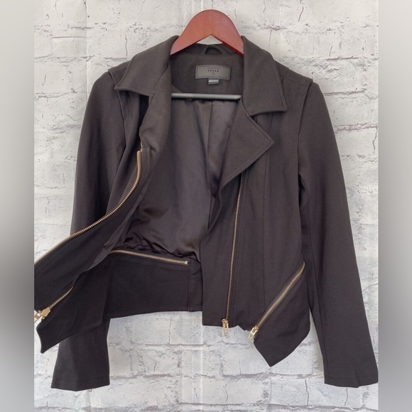 NEW BLANKNYC Denim Psychopath Ponte Moto Jacket - Black / Gold - Large - Picture 9 of 9